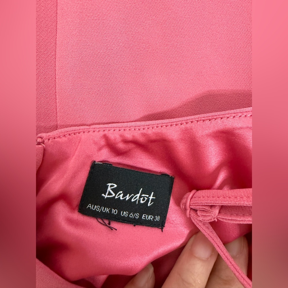 Bardot Kristen peplum midi dress melon color size 6 - Picture 2 of 9